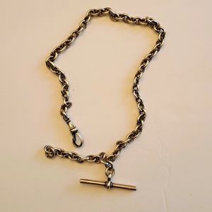 Vintage Sterling Watch Chain with T bar